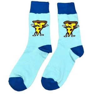 URBAN OUTFITTERS NOVELTY BLUE CREW SOCKS WITH PIZZA DESIGN